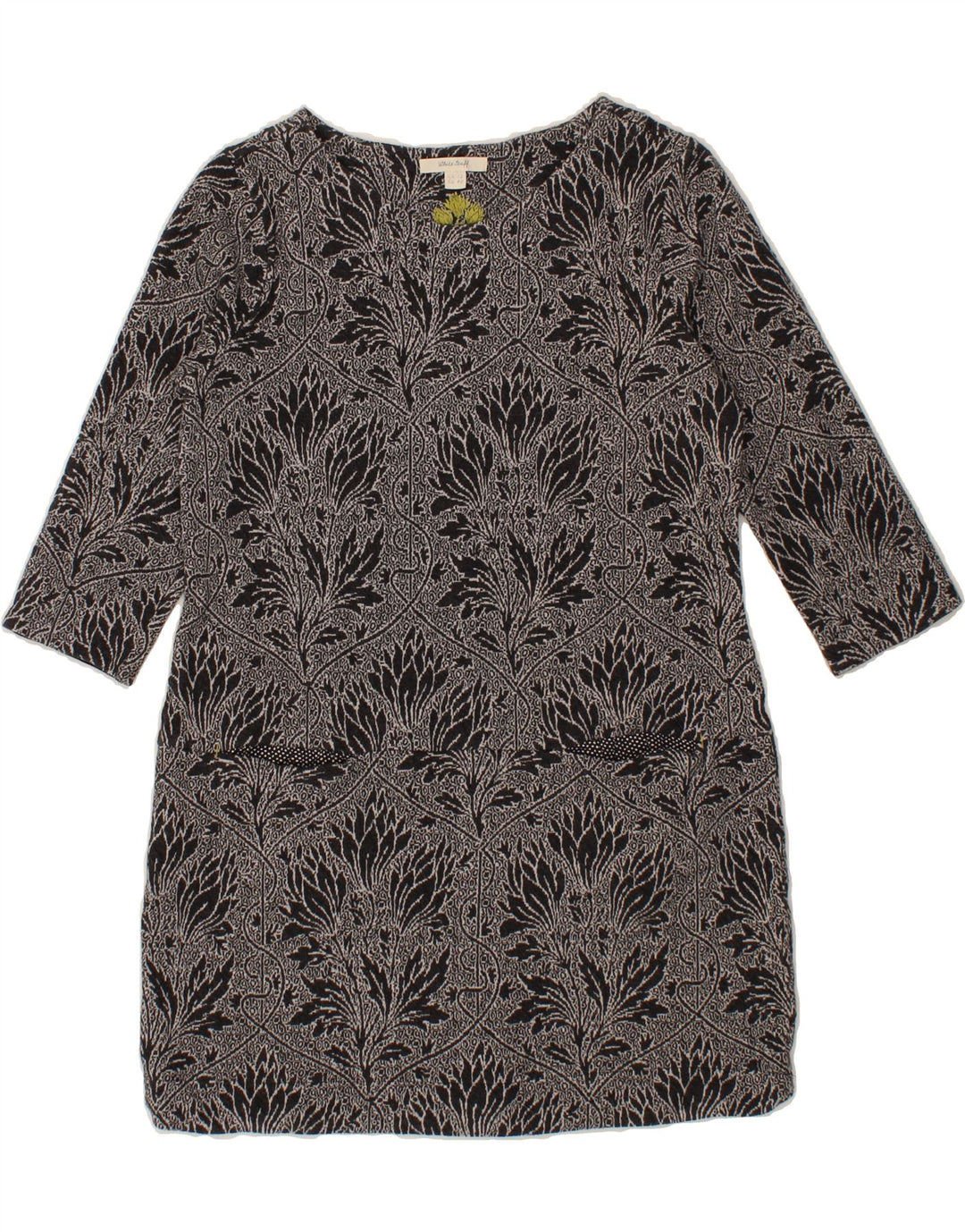 WHITE STUFF Womens 3/4 Sleeve Shift Dress UK 12 Medium  Grey Floral Cotton Vintage White Stuff and Second-Hand White Stuff from Messina Hembry 