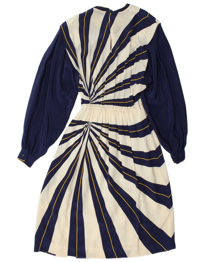 VINTAGE Γυναικείο μακρυμάνικο φόρεμα A-Line IT 42 Medium Navy Blue ριγέ