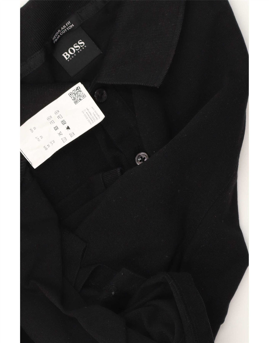 Ανδρικό μπλουζάκι πόλο Hugo Boss με κανονική εφαρμογή, μεσαίο μαύρο βαμβακερό