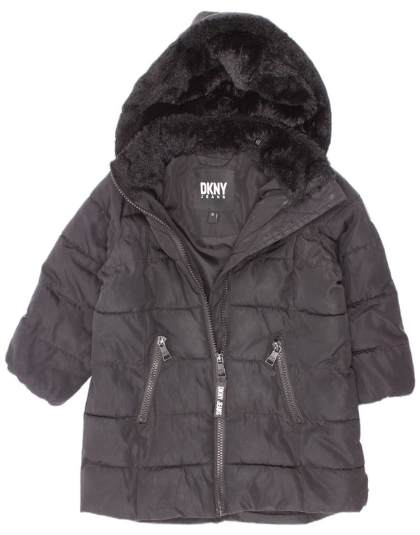 Dkny Baby Girls με κουκούλα με επένδυση από μαύρο νάιλον 18-24 μηνών
