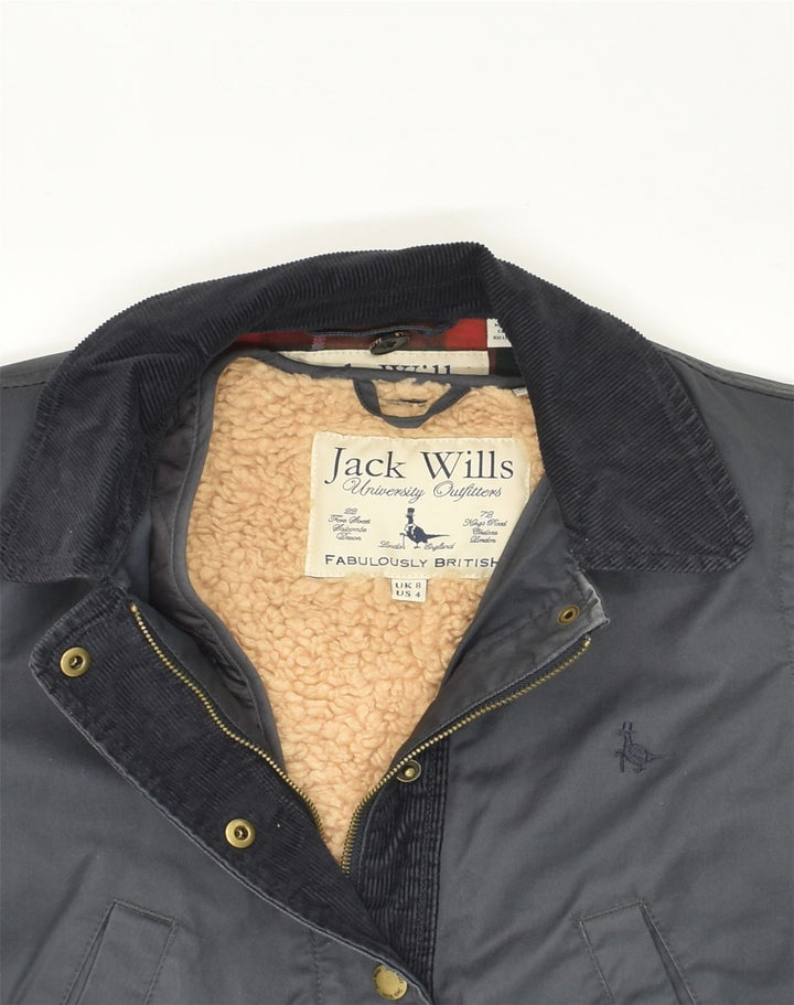 JACK WILLS Womens Windbreaker Jacket UK 8 Small Grey Cotton | Vintage Jack Wills | Thrift | Second-Hand Jack Wills | Used Clothing | Messina Hembry 