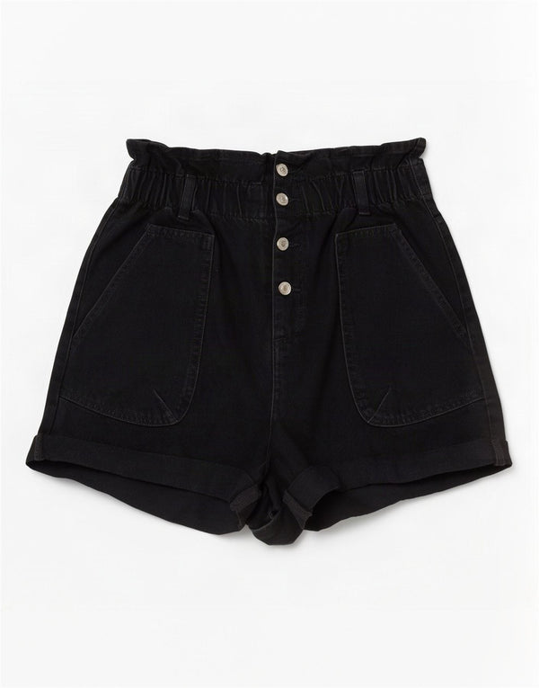 Zara Γυναικείο Ψηλόμεσο Τζιν Σορτς EU 40 Medium W30 Μαύρο βαμβακερό