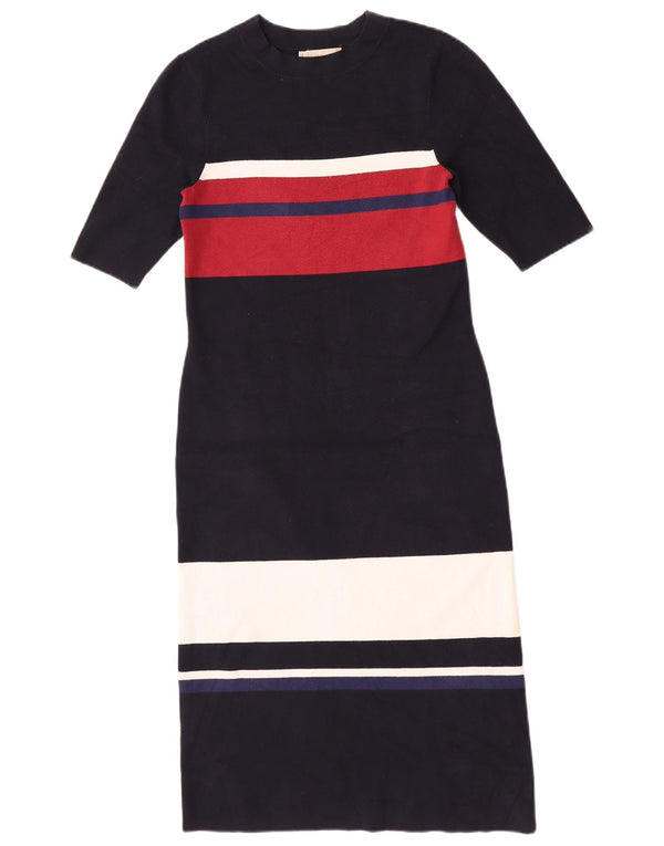 Hobbs γυναικείο κοντομάνικο φόρεμα UK 10 Small Navy Blue ριγέ