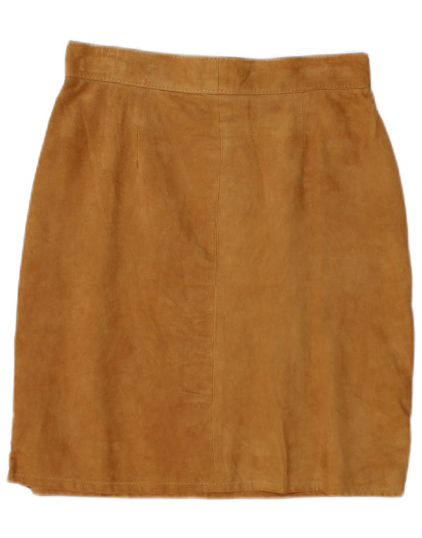Vintage Γυναικεία Suede Φούστα IT 42 Medium W28 Beige Leather