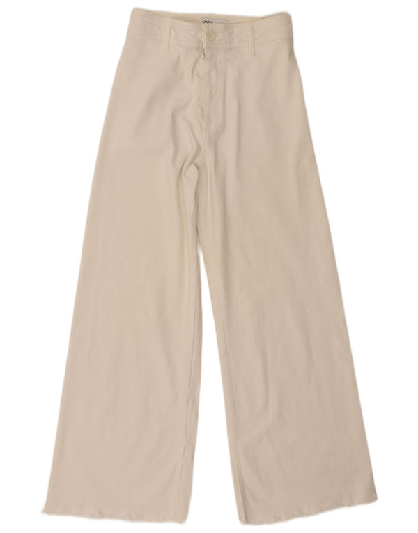 Zara Γυναικείο Ψηλόμεσο Φαρδύ παντελόνι EU 38 Small W28 L28 Λευκό