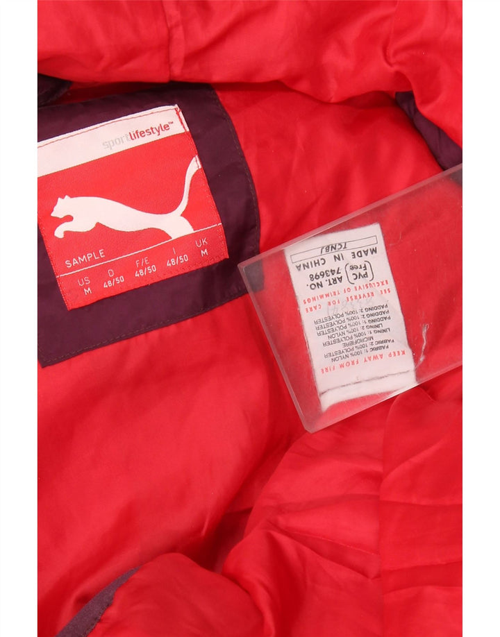 Puma Γυναικείο μπουφάν με επένδυση UK 14 Medium Burgundy Colorblock Nylon