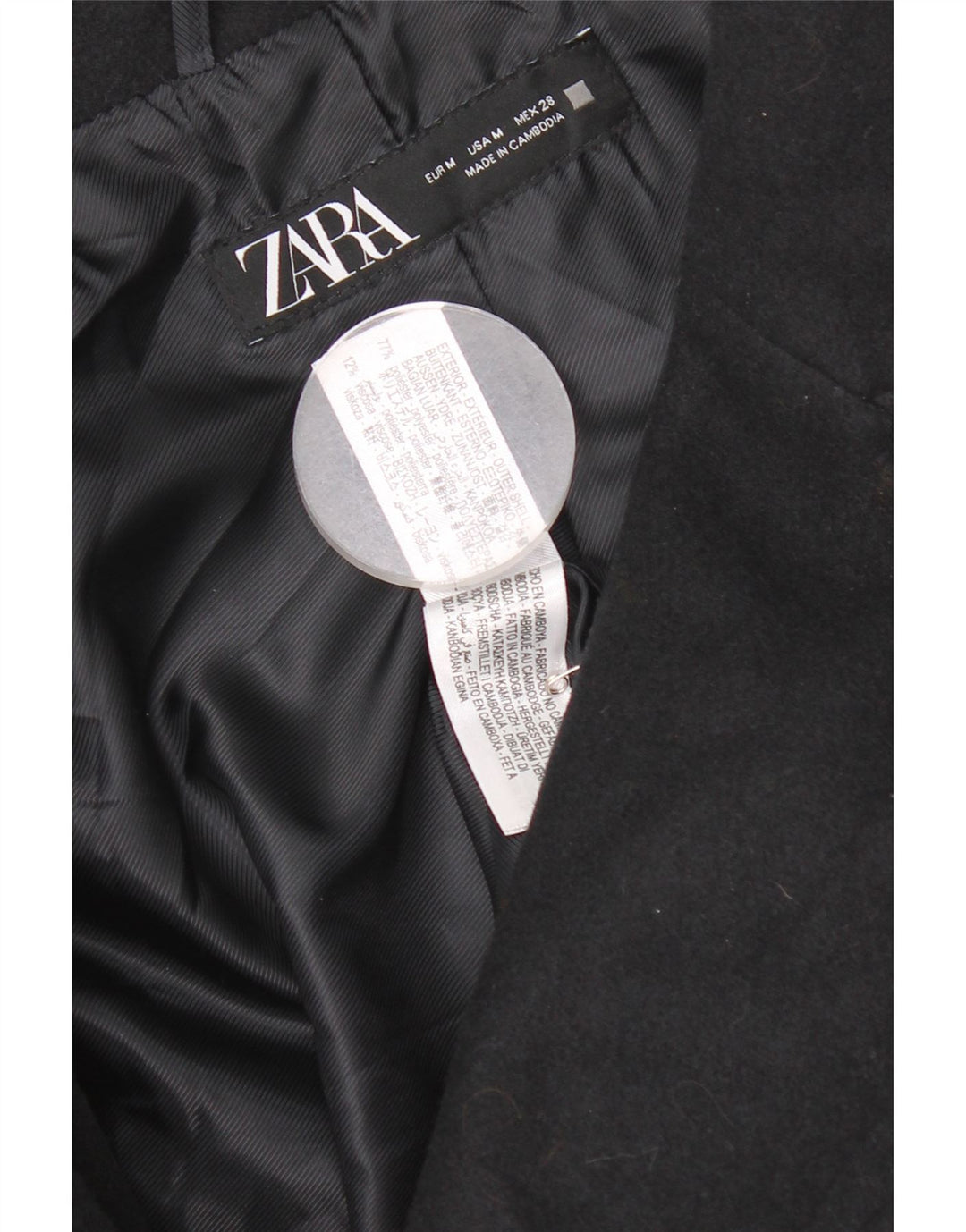 Zara Γυναικείο παλτό μπιζελιού μεγάλου μεγέθους UK 14 Medium Navy Blue Polyester