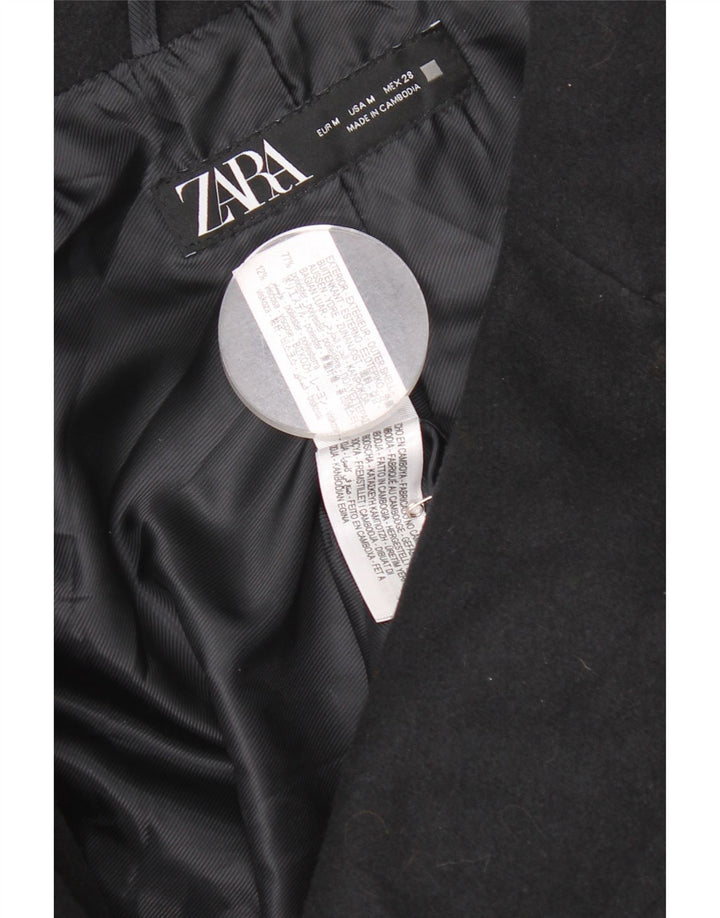Zara Γυναικείο παλτό μπιζελιού μεγάλου μεγέθους UK 14 Medium Navy Blue Polyester