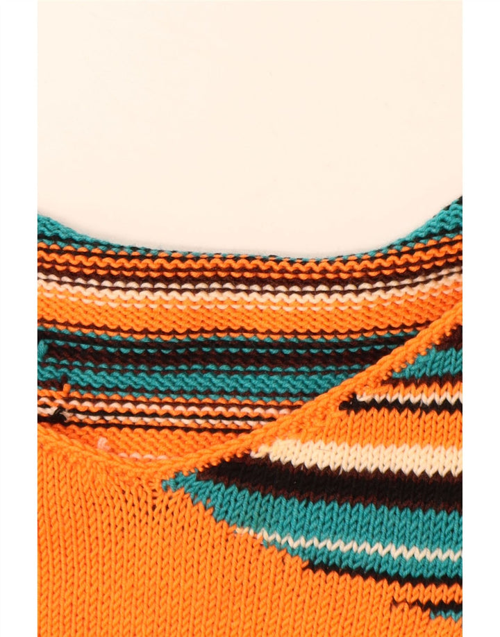 VINTAGE Γυναικείο φόρεμα Jumper UK 12 Μεσαίο πορτοκαλί ριγέ