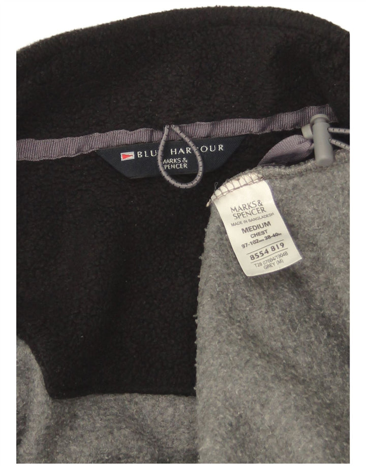 Marks & Spencer Ανδρικό Μπουφάν Μπλε Harbor Fleece UK 38 Medium Grey Polyester