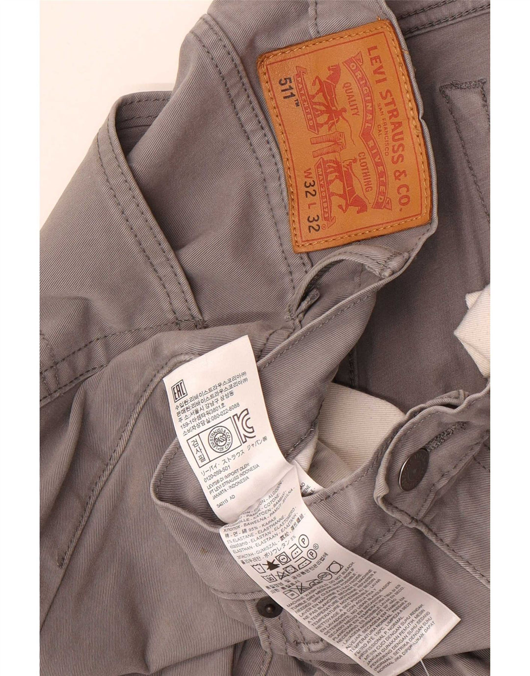 Levi's Mens 511 Slim Casual Παντελόνι W32 L32 Γκρι βαμβακερό
