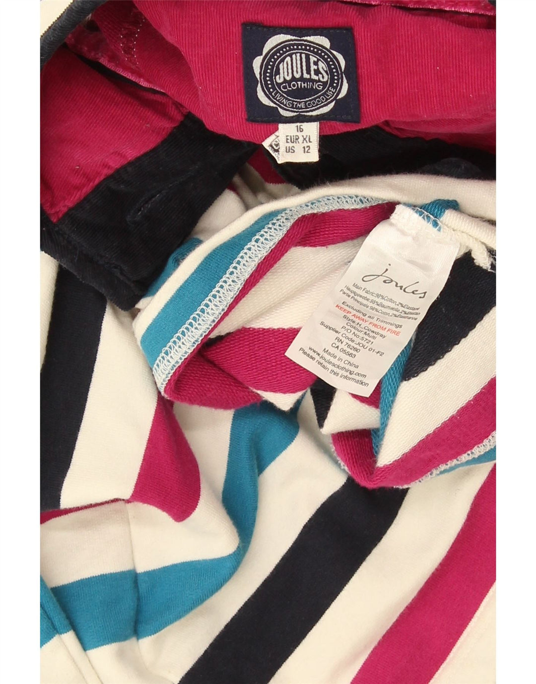 Joules Γυναικεία Φούτερ Jumper UK 16 Μεγάλη πολύχρωμη ριγέ