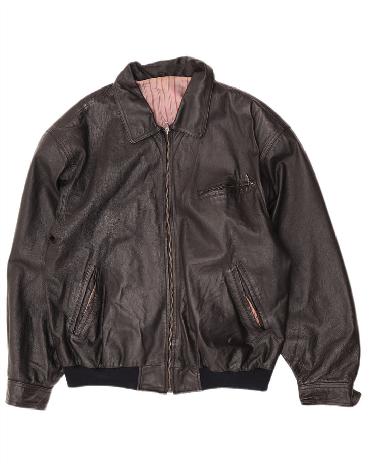Vintage Ανδρικό Δερμάτινο Μπουφάν UK 42 XL Μαύρο Δερμάτινο