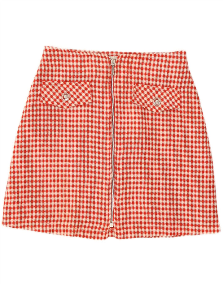 Galleria Γυναικεία Μίνι Φούστα IT 46 Μεγάλη W28 Κόκκινη Gingham Polyester
