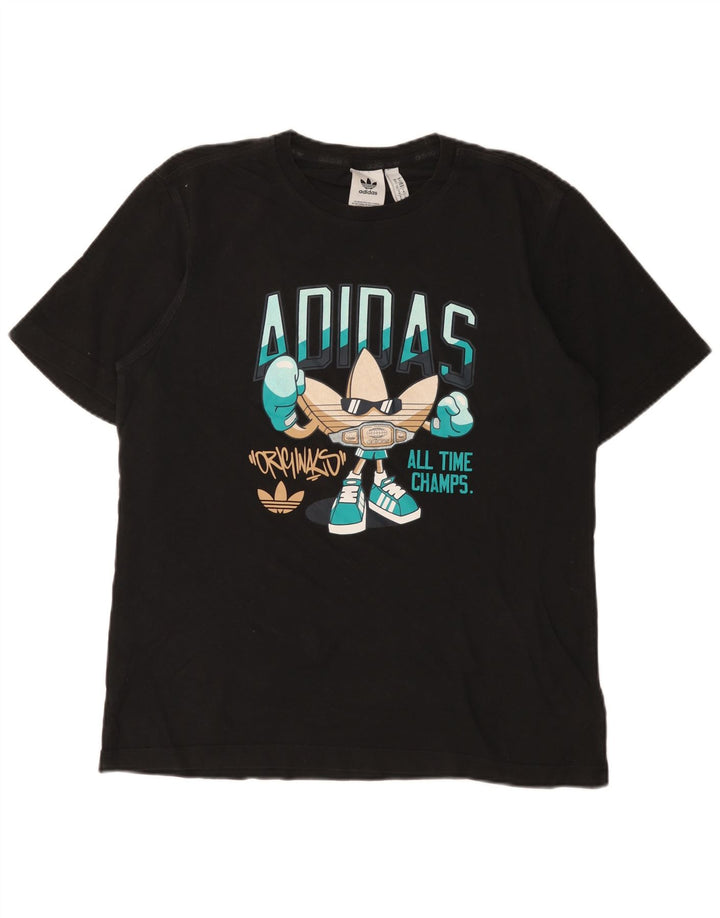 Ανδρικό γραφικό T-Shirt Adidas Top Μεσαίο μαύρο βαμβακερό