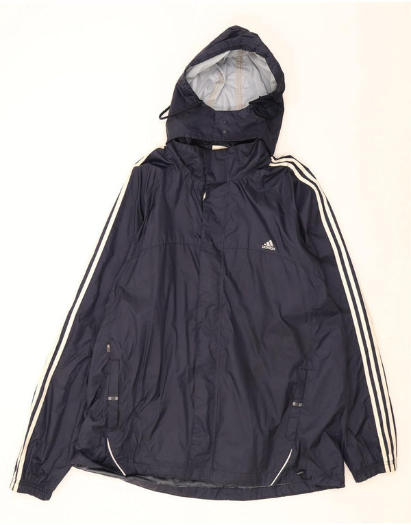 Adidas Ανδρικό γραφικό μπουφάν βροχής με κουκούλα UK 46 3XL Navy Blue Nylon