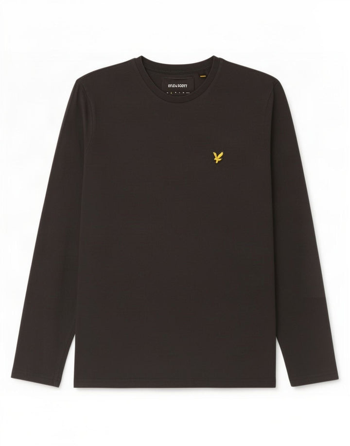 Ανδρικό τοπ Lyle & Scott με μακρυμάνικο μικρό μαύρο βαμβακερό