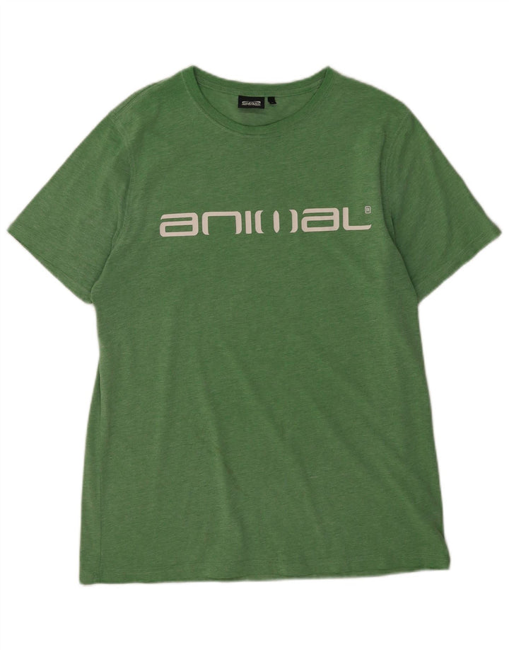 Ανδρικό γραφικό T-Shirt Animal Top Μεσαίο πράσινο βαμβακερό