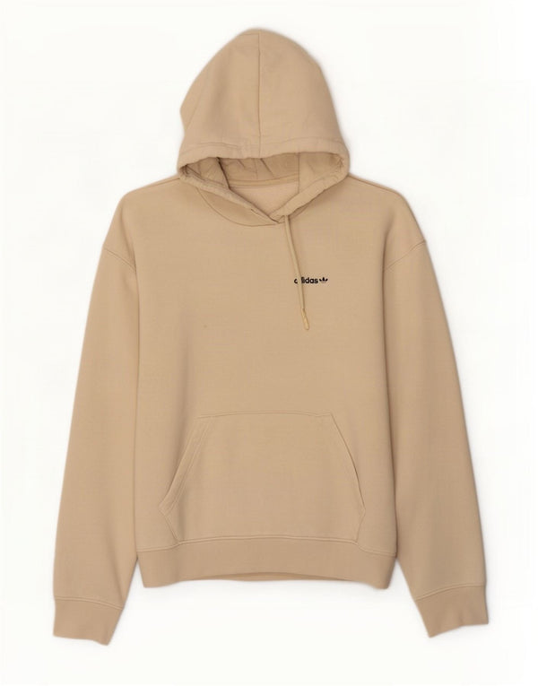 Adidas Mens Graphic Hoodie Jumper UK 14 Medium Beige Cotton