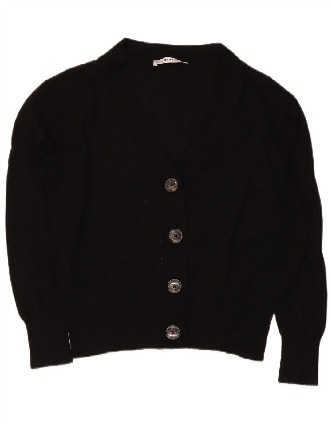 Γυναικείο πουλόβερ ZARA Crop Cardigan UK 14 Medium Black