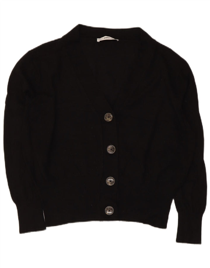 Γυναικείο πουλόβερ ZARA Crop Cardigan UK 14 Medium Black