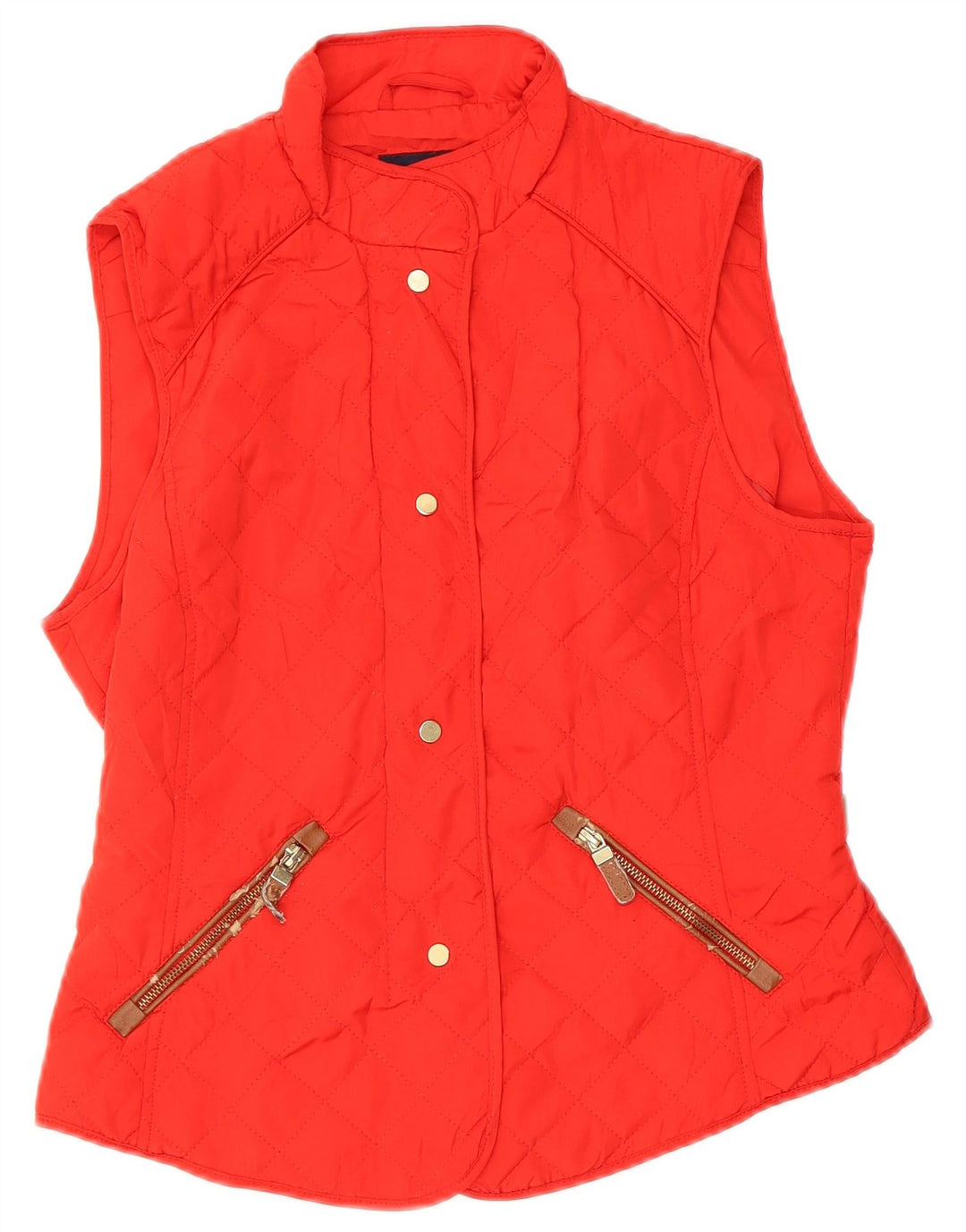 Zara Γυναικείο Καπιτονέ Gilet UK 12 Medium Red Polyester