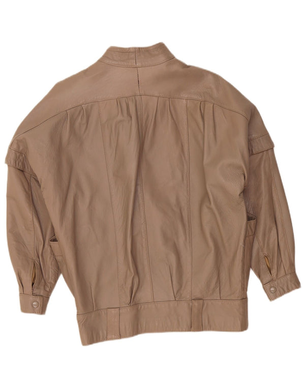 Vintage Γυναικείο Oversized Δερμάτινο Μπουφάν UK 14 Medium Brown Retro