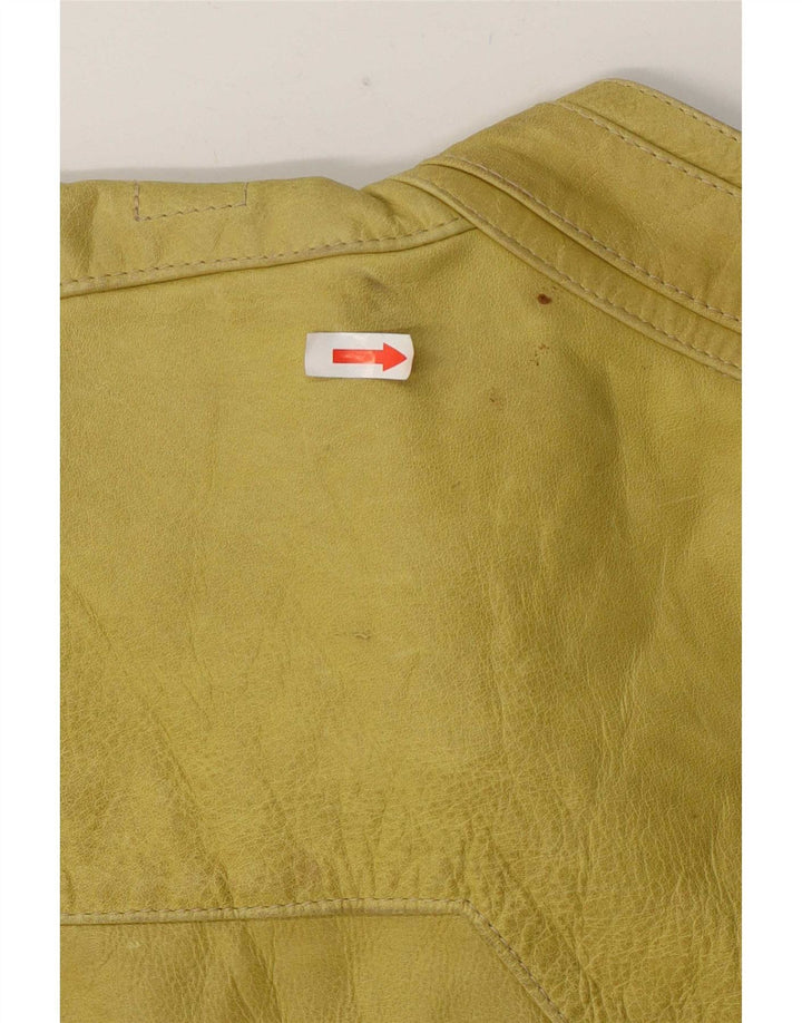 Vintage Γυναικείο Δερμάτινο Μπουφάν Biker UK 14 Large Yellow