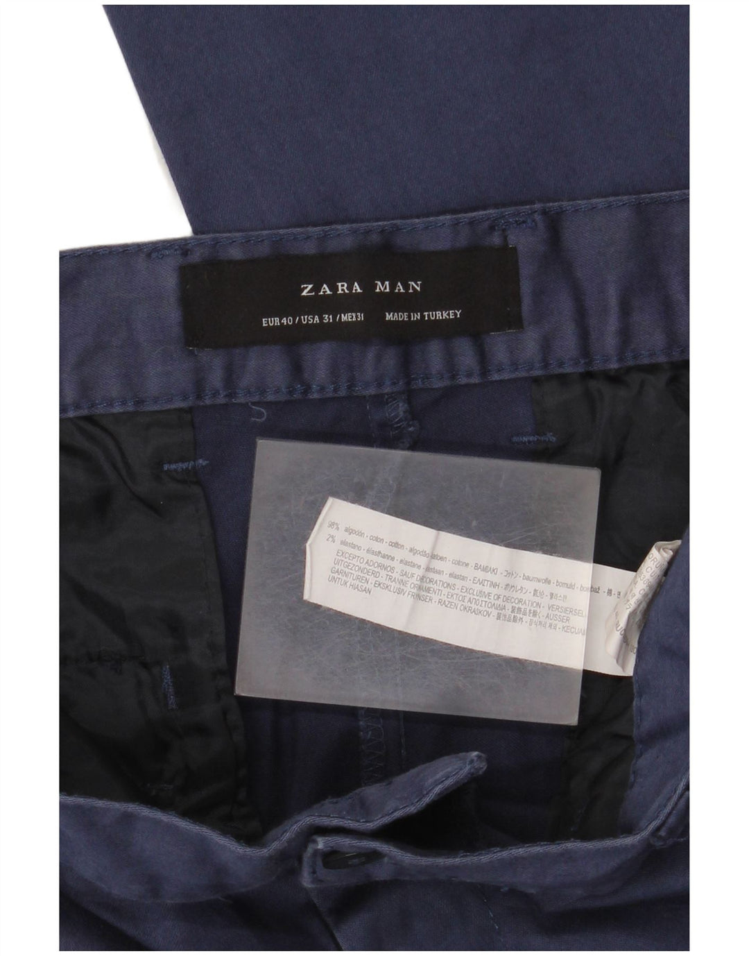 Zara Ανδρικό Slim παντελόνι Chino EU 40 Medium W31 L28 Navy Blue Cotton