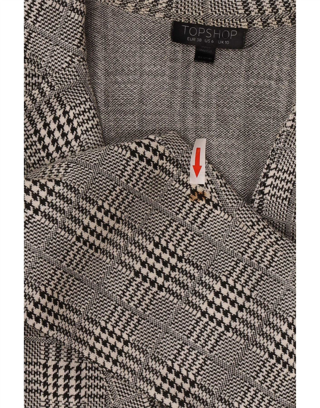 Topshop Γυναικείο Πανωφόρι UK 10 Small Grey Houndstooth Βαμβακερό