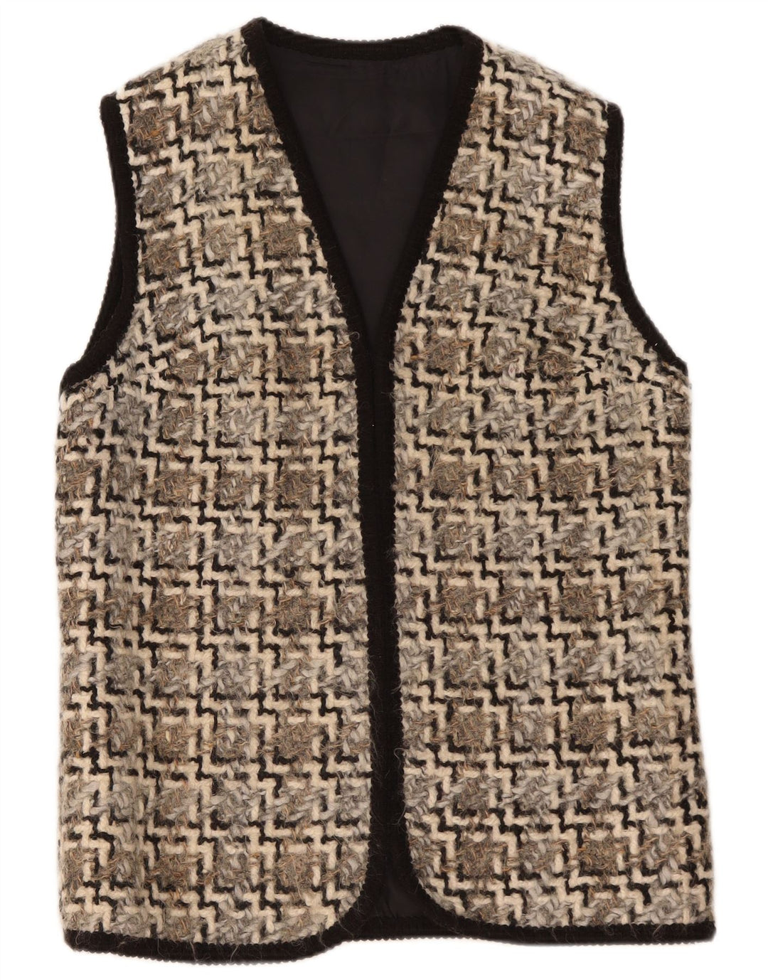 Vintage Γυναικείο Open Gilet UK 14 Medium Beige Geometric
