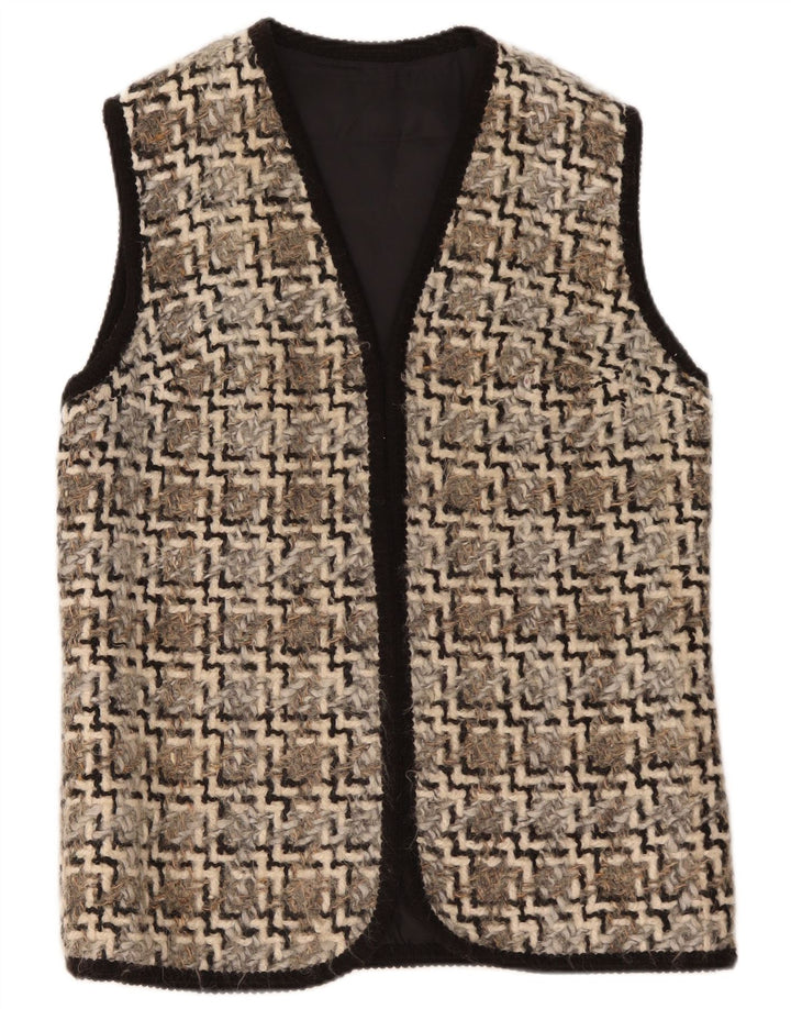 Vintage Γυναικείο Open Gilet UK 14 Medium Beige Geometric