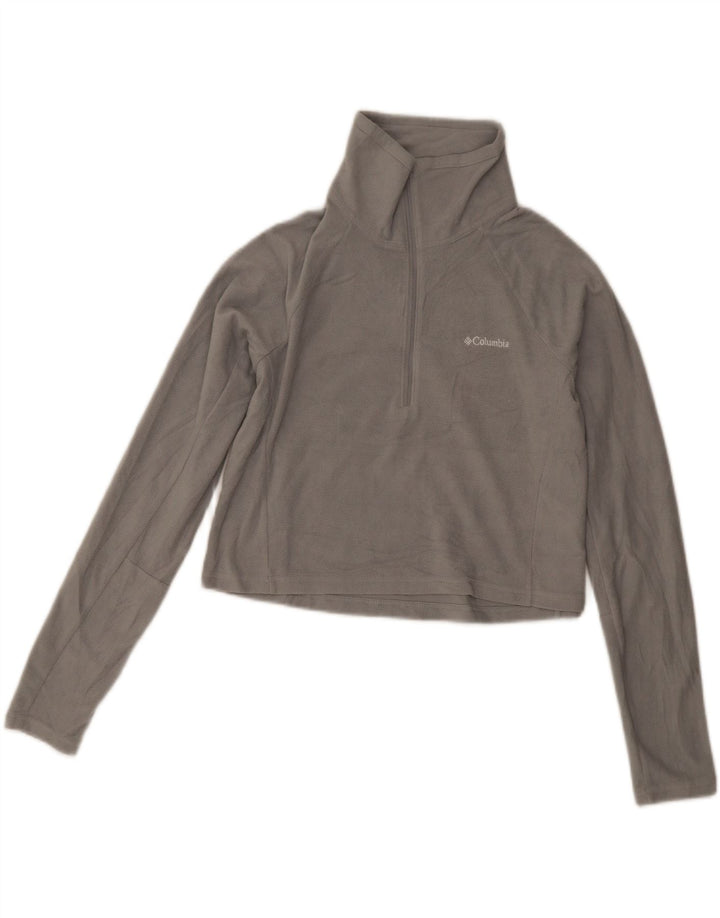 Columbia γυναικείο φερμουάρ με φερμουάρ φλις λαιμόκοψη UK 8 μικρός γκρι πολυεστέρας