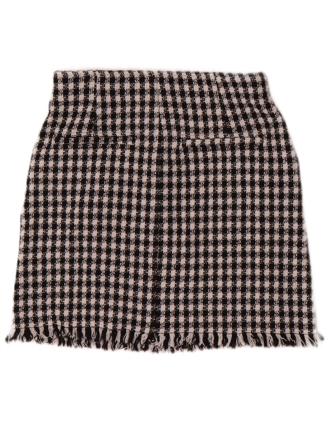 Zara Γυναικεία Μίνι Φούστα XS W24 Μαύρη Houndstooth Βαμβακερή