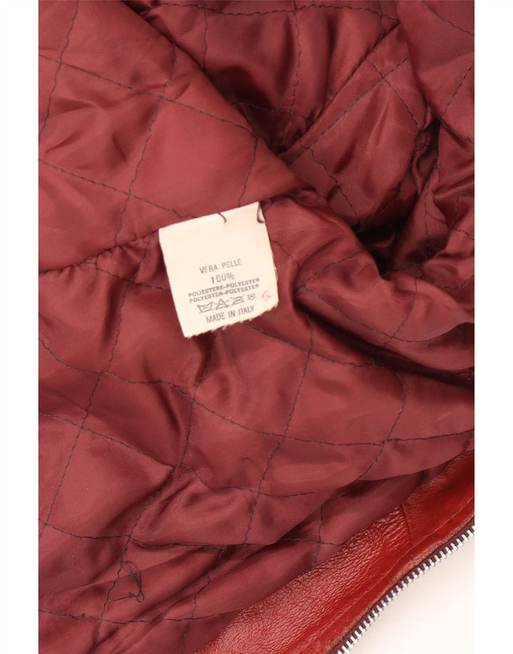 Vintage Γυναικείο Δερμάτινο Μπουφάν UK 14 Medium Red