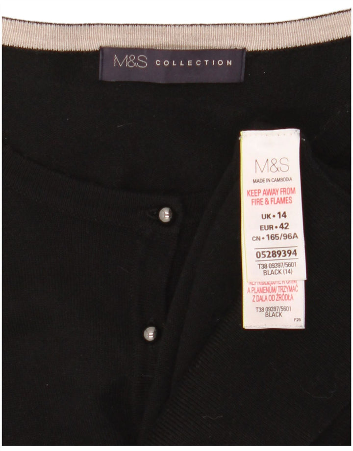 Marks & Spencer Γυναικεία Ζακέτα πουλόβερ UK 14 Μεσαία Μαύρη Βισκόζη