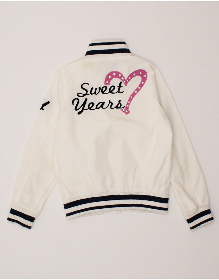 SWEET YEARS Girls Graphic Bomber Jacket 8-9 Years Large Off White Vintage Sweet Years and Second-Hand Sweet Years from Messina Hembry 