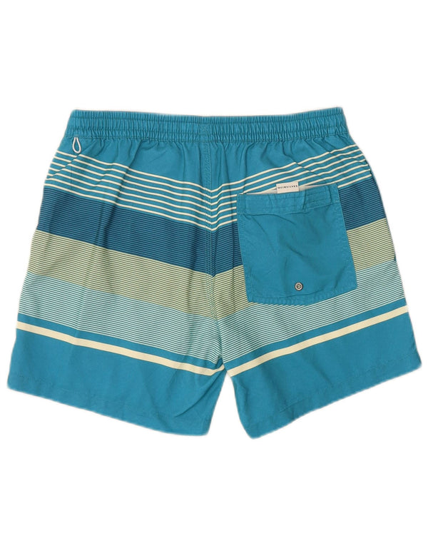 QUIKSILVER Mens Graphic Swimming Shorts Medium Blue Striped Polyester