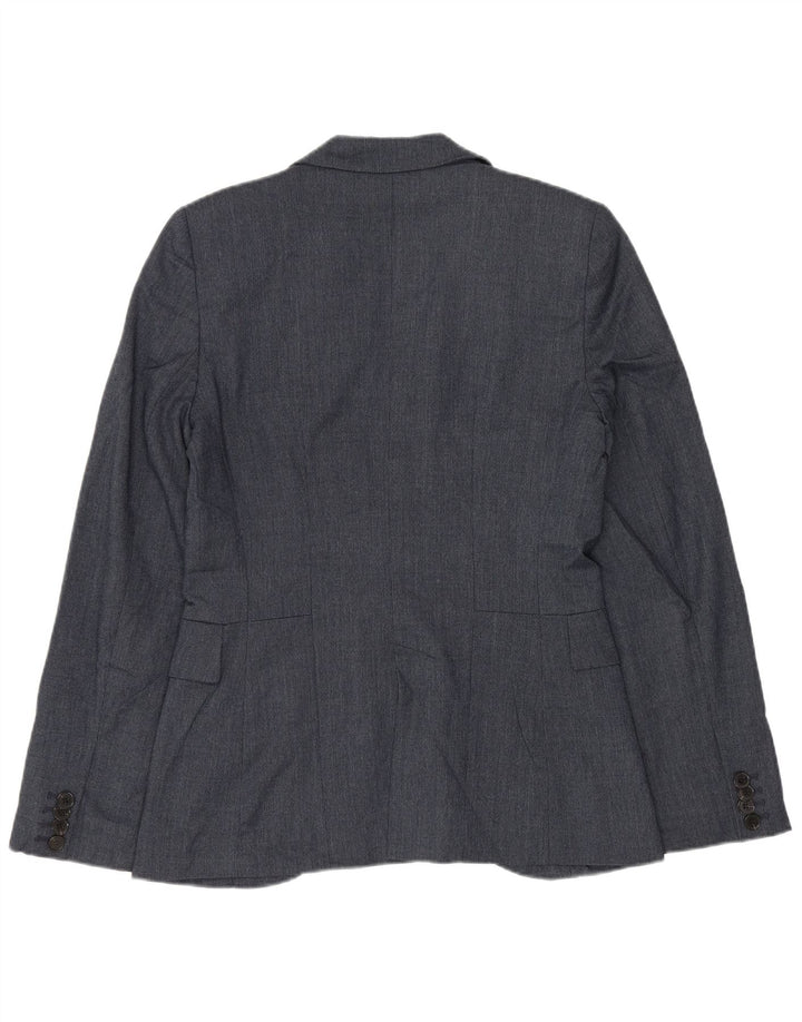 Zara Γυναικείο Μπουφάν 1 Κουμπί Blazer UK 10 Small Navy Blue Polyester