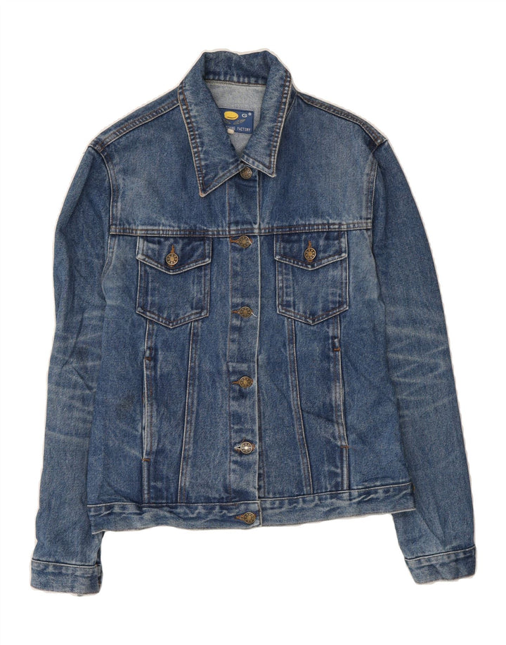 VINTAGE Womens Denim Jacket UK 14 Large Blue Cotton Vintage Vintage and Second-Hand Vintage from Messina Hembry 