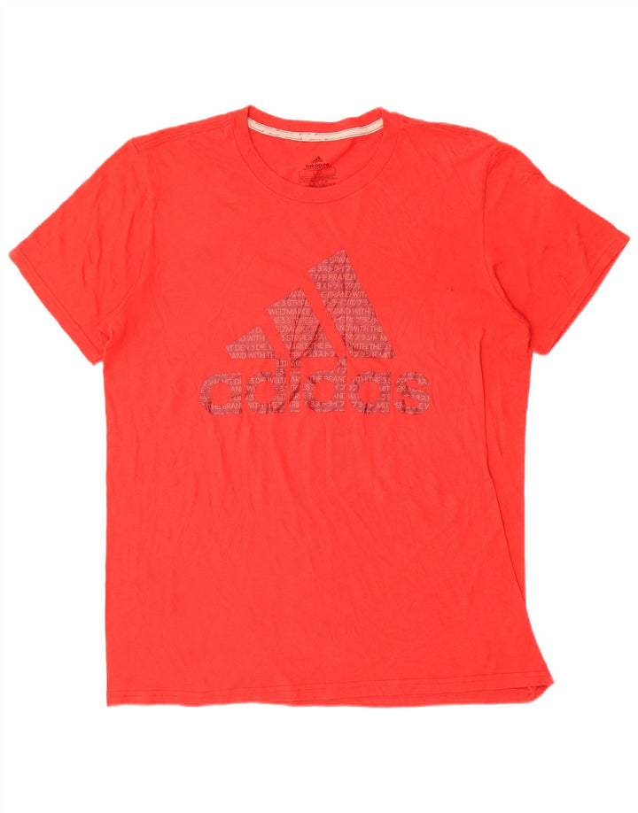 Ανδρικό γραφικό T-Shirt Adidas Climalite Top μεγάλο κόκκινο πολυεστέρα