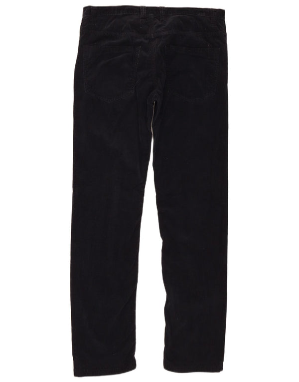 Γυναικείο λεπτό κοτλέ παντελόνι Benetton IT 48 XL W34 L31 μαύρο βαμβακερό