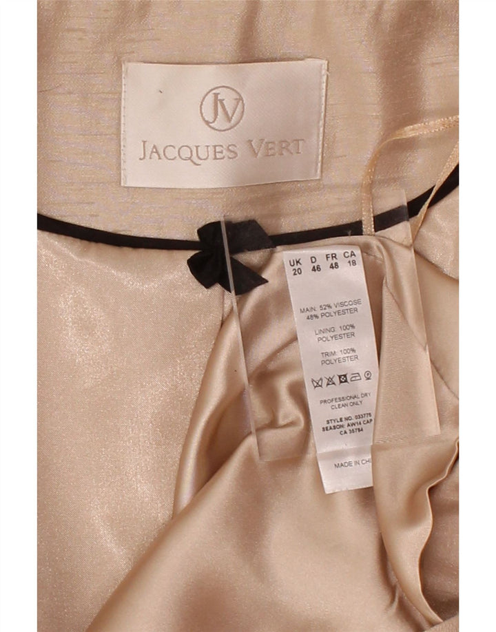 JACQUES VERT Womens 1 Button 3/4 Sleeve Blazer Jacket UK 20 2XL Beige Vintage Jacques Vert and Second-Hand Jacques Vert from Messina Hembry 