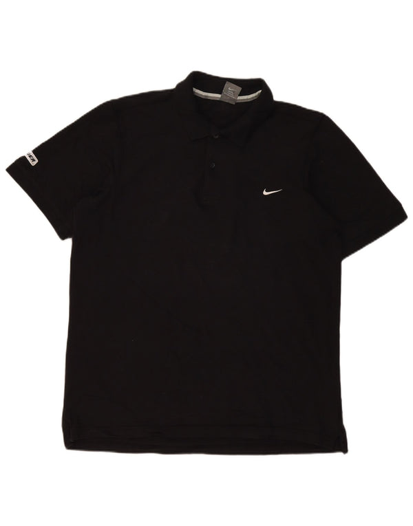 Ανδρικό γραφικό πόλο μπλουζάκι Nike UK 42/44, μεγάλο μαύρο βαμβακερό