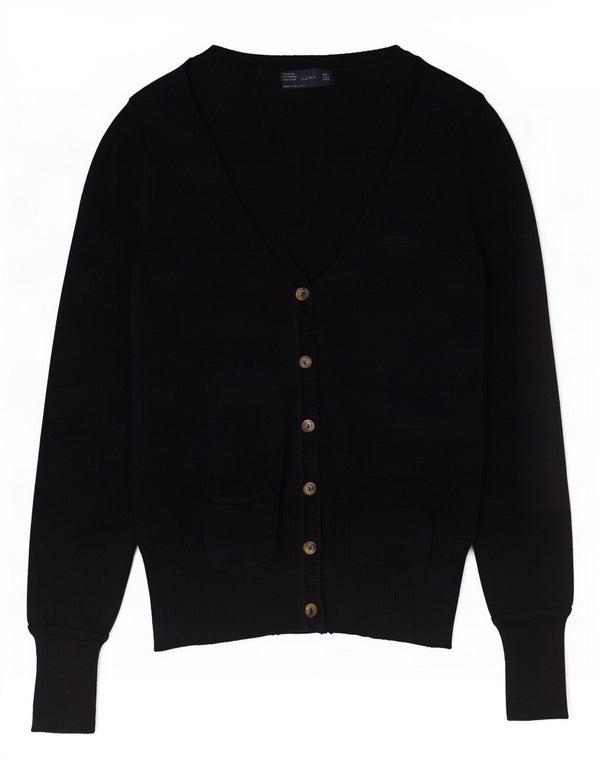 Zara Γυναικεία Ζακέτα UK 14 Large Navy Blue Cotton