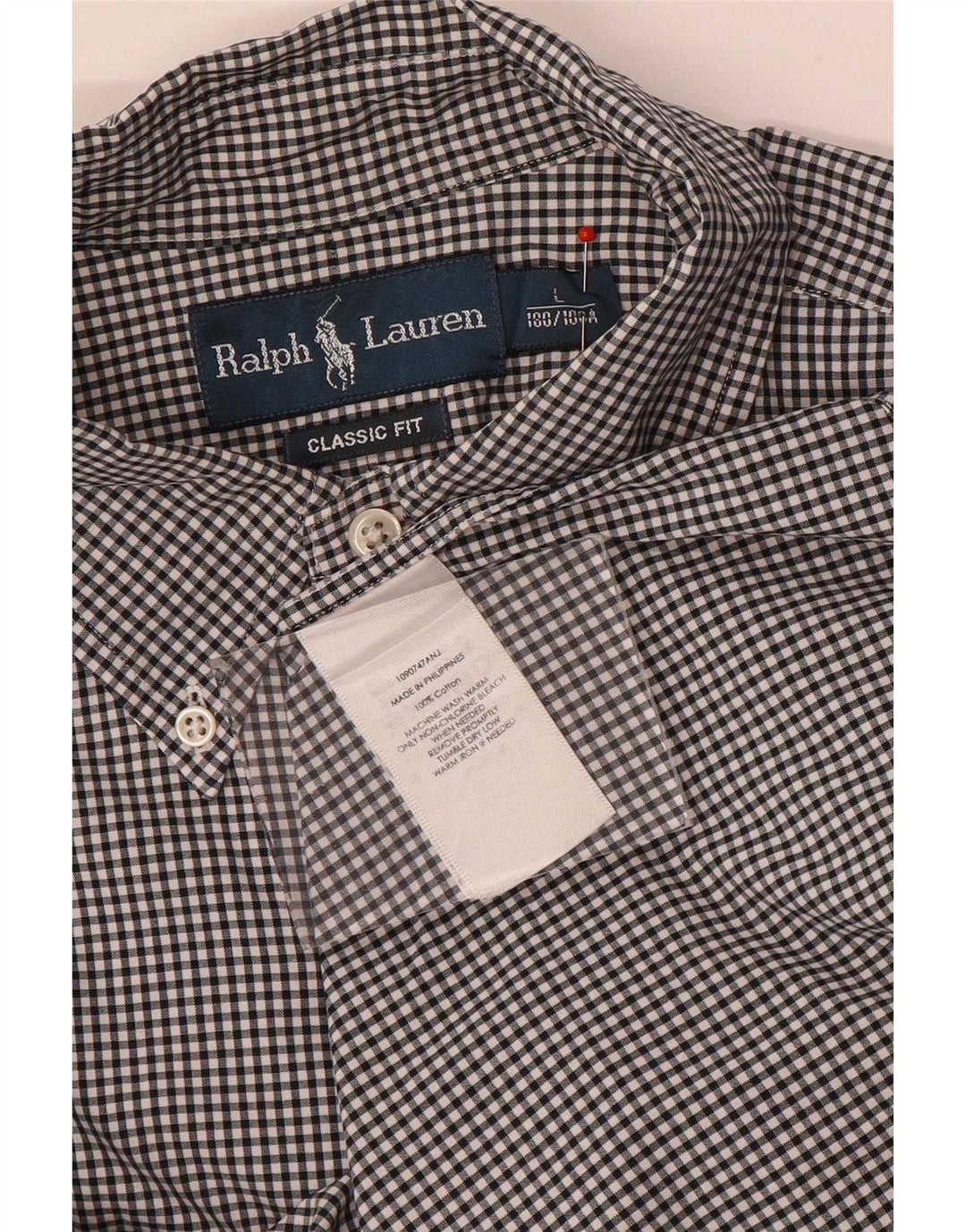 Ανδρικό πουκάμισο Ralph Lauren Classic Fit μεγάλο μαύρο βαμβακερό Gingham