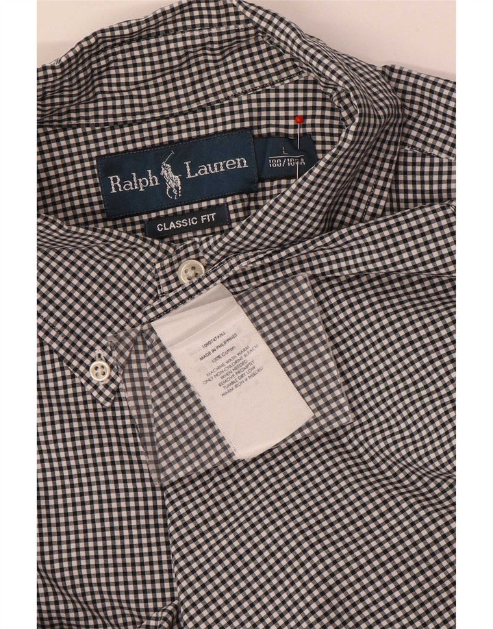 Ανδρικό πουκάμισο Ralph Lauren Classic Fit μεγάλο μαύρο βαμβακερό Gingham