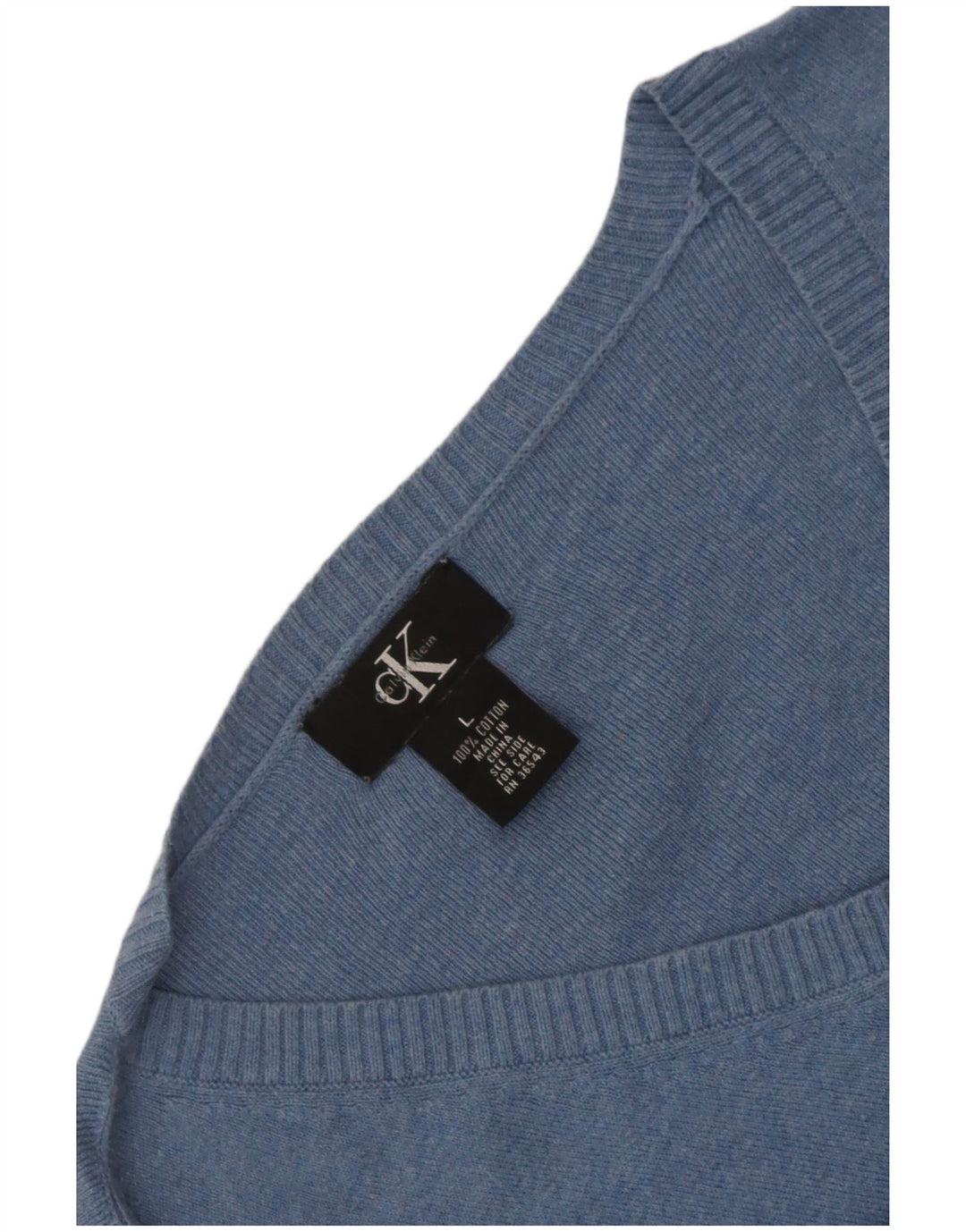 Ανδρικό πουλόβερ Calvin Klein με V λαιμόκοψη, μεγάλο μπλε βαμβακερό