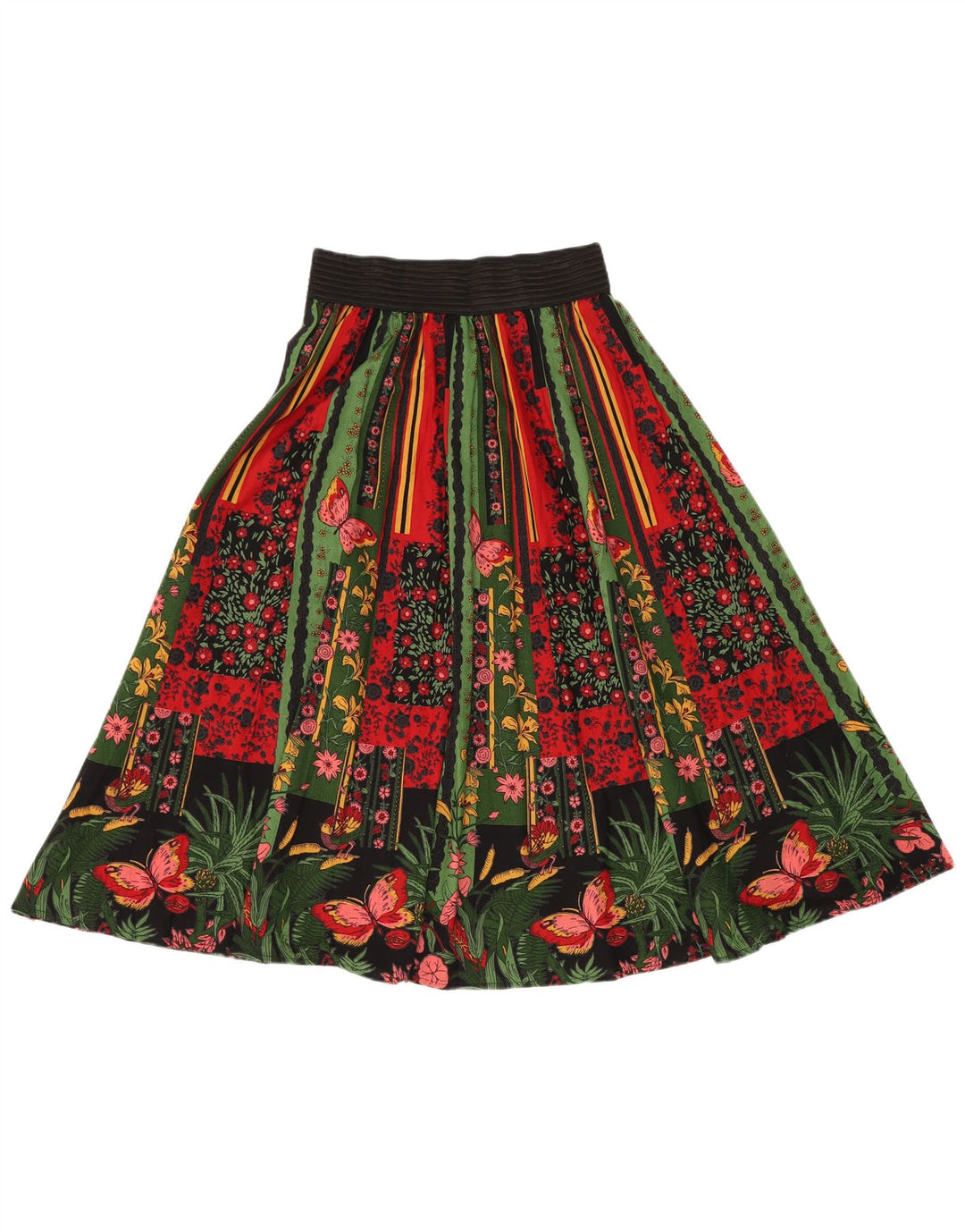 VINTAGE Γυναικεία ψηλόμεση A-Line φούστα W24 XS Πολύχρωμη φλοράλ βαμβακερή