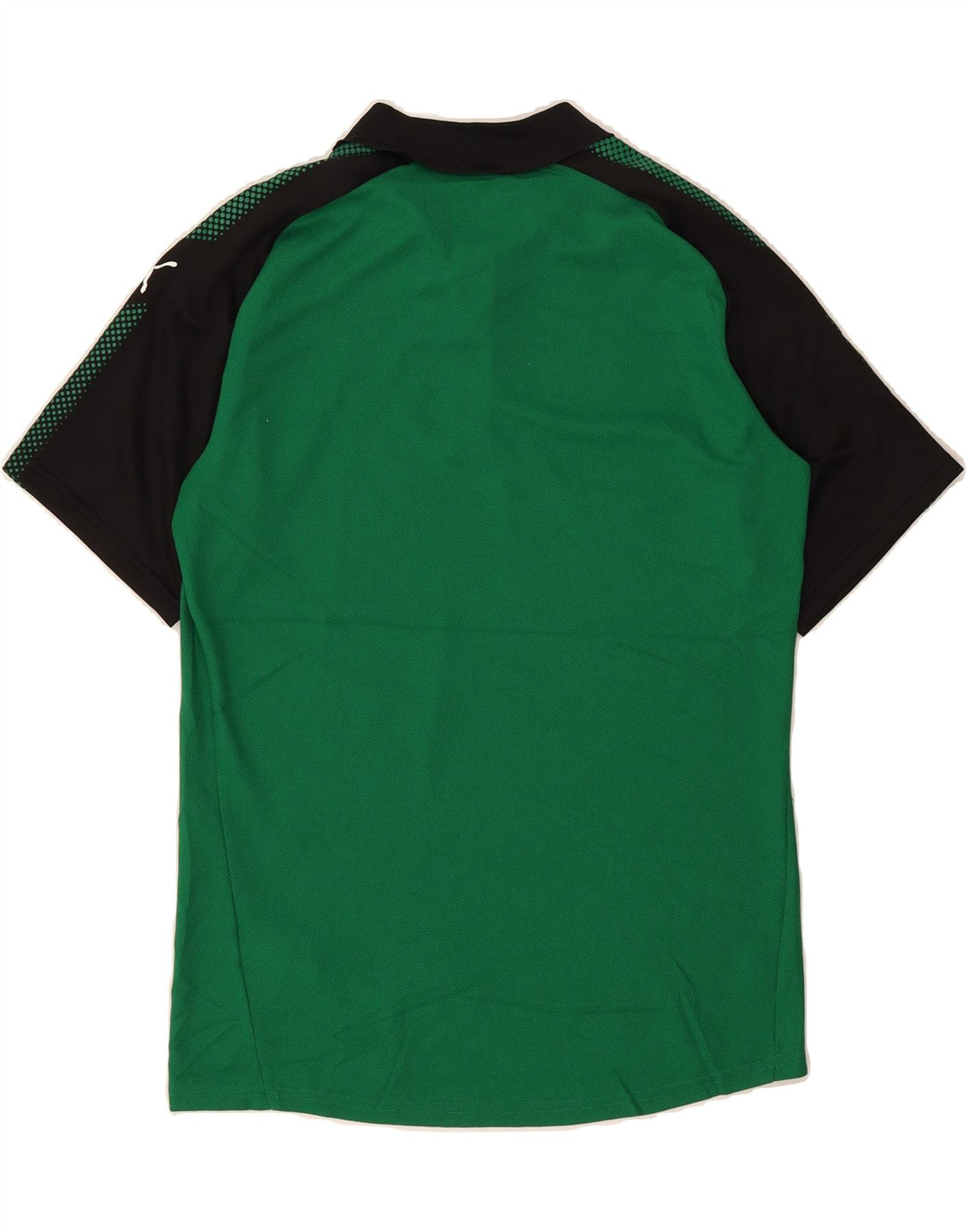 PUMA Mens Polo Shirt Medium Green Colourblock Polyester Vintage Puma and Second-Hand Puma from Messina Hembry 
